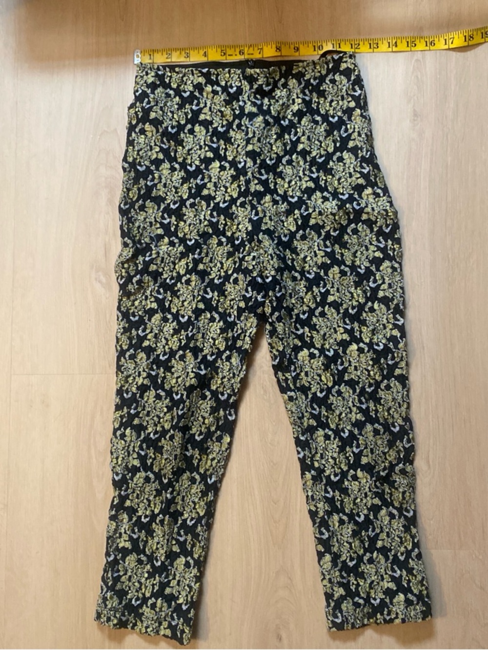 Black and Green Floral Lace Stretch Pants